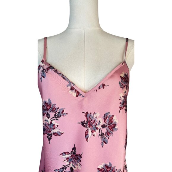 Pink Floral Size 6 Satin Slip Dress Adjustable Straps Soft Feminine Fit Mini - Picture 5 of 10
